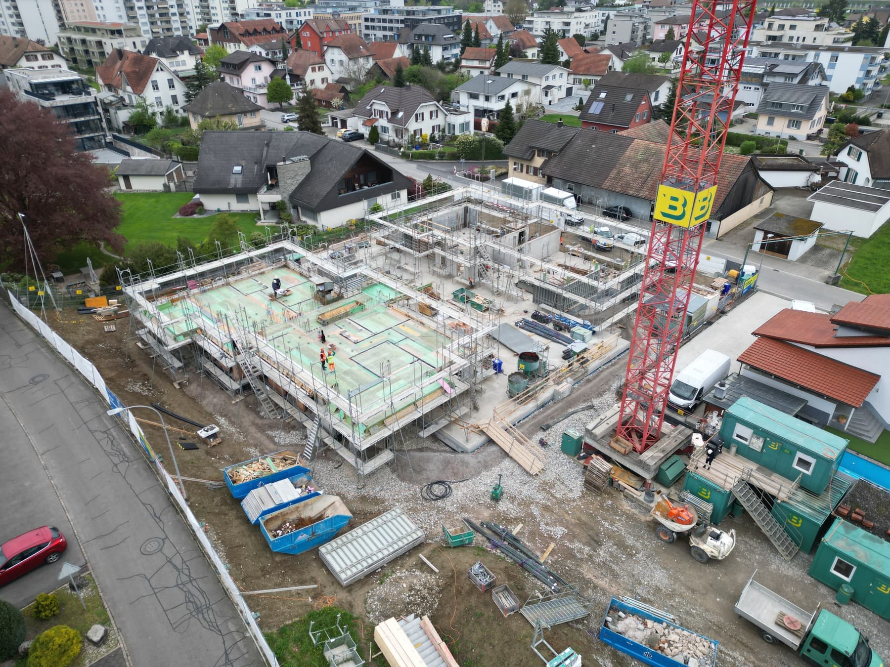 Baustelle Dorfstrasse Böttstein aus der Luft