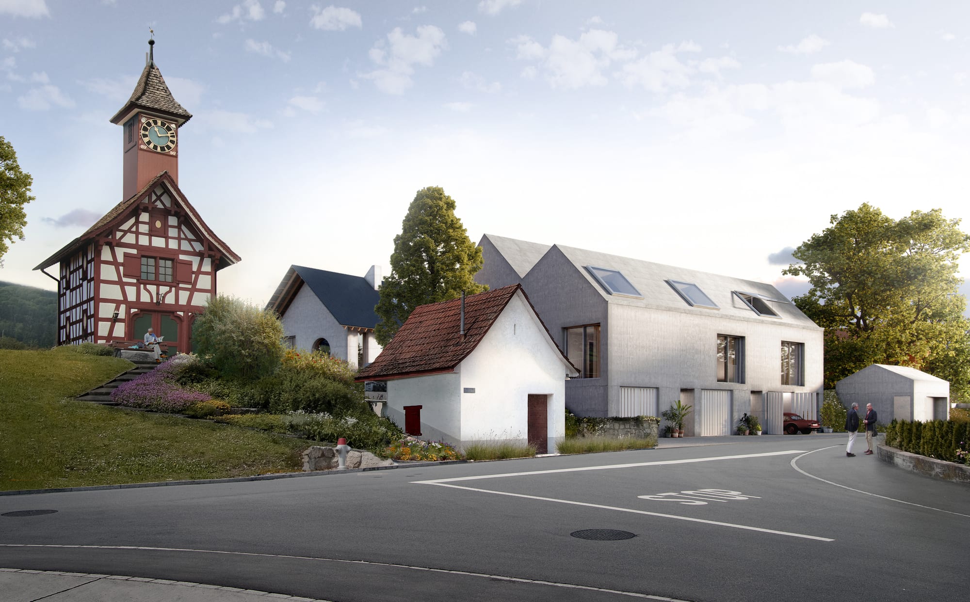 Townhouse Dorfreben im Dorfkern von Schleinikon neben dem historischen Zythüsli (Visualisierung)